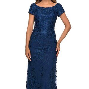 NWT La Femme 27842 Evening Dress Blue Size 2